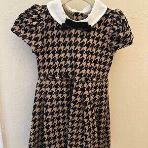 Janie & Jack Houndstooth Bow Collar Dress 2T